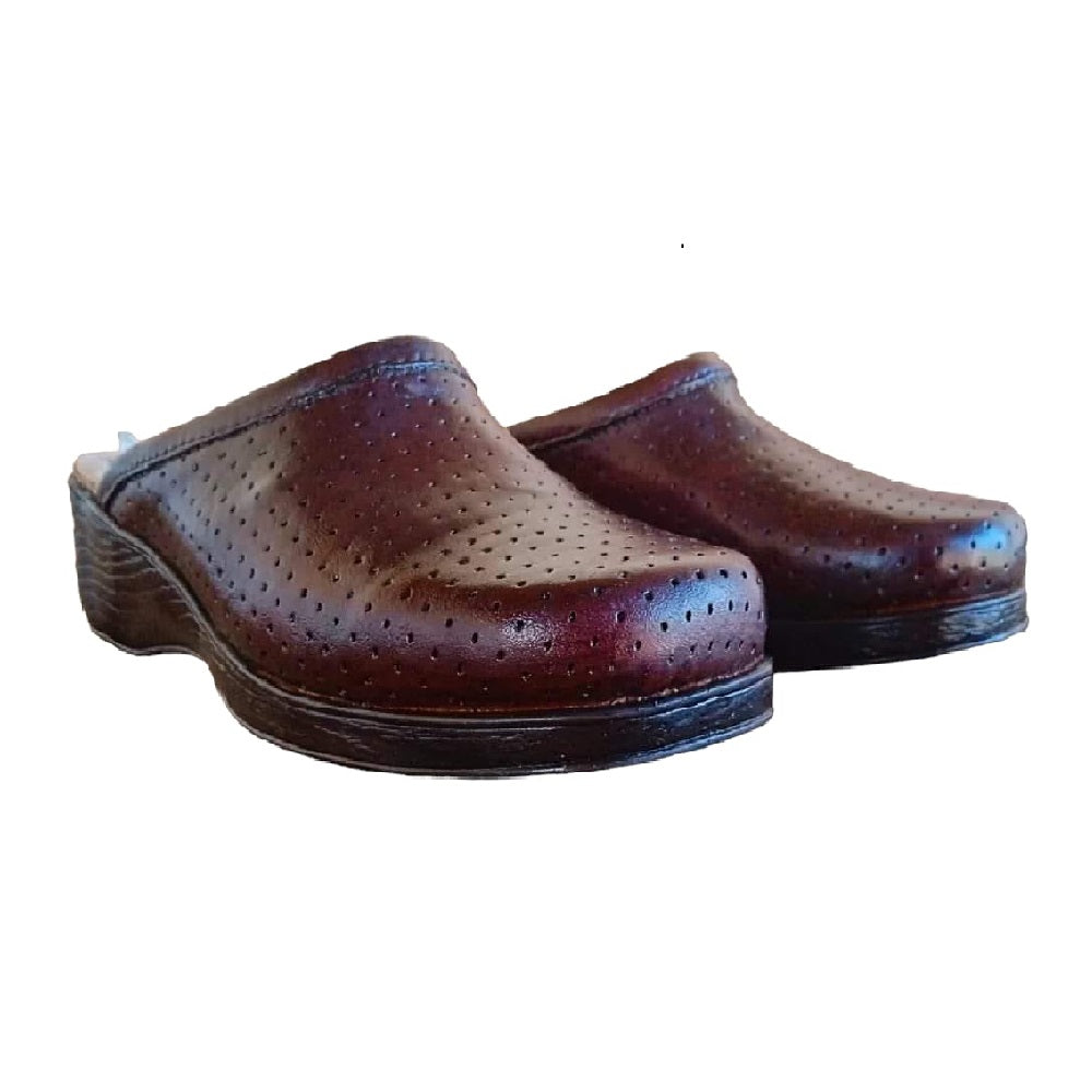 Zueco Cuero Calado Mujer